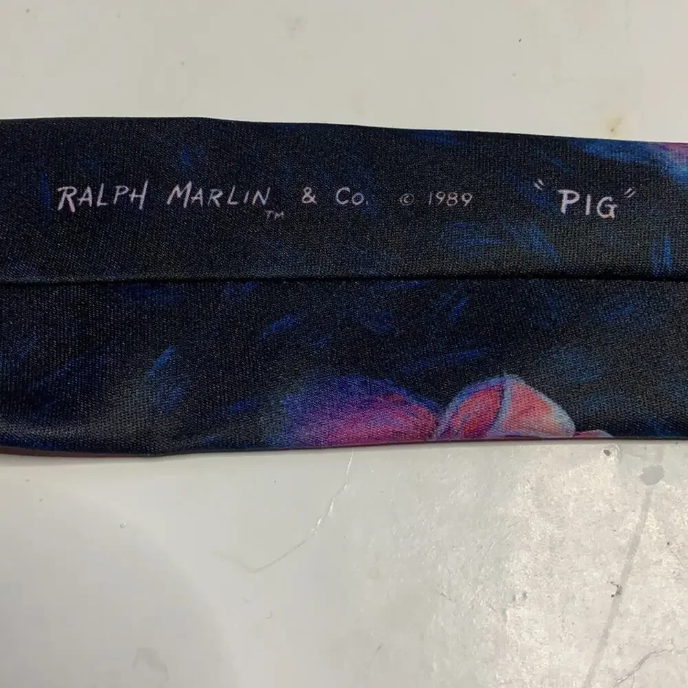 Ralph Marlin Vintage Black Pink Men's Artist Vintage Pig Tie Rare 1989
